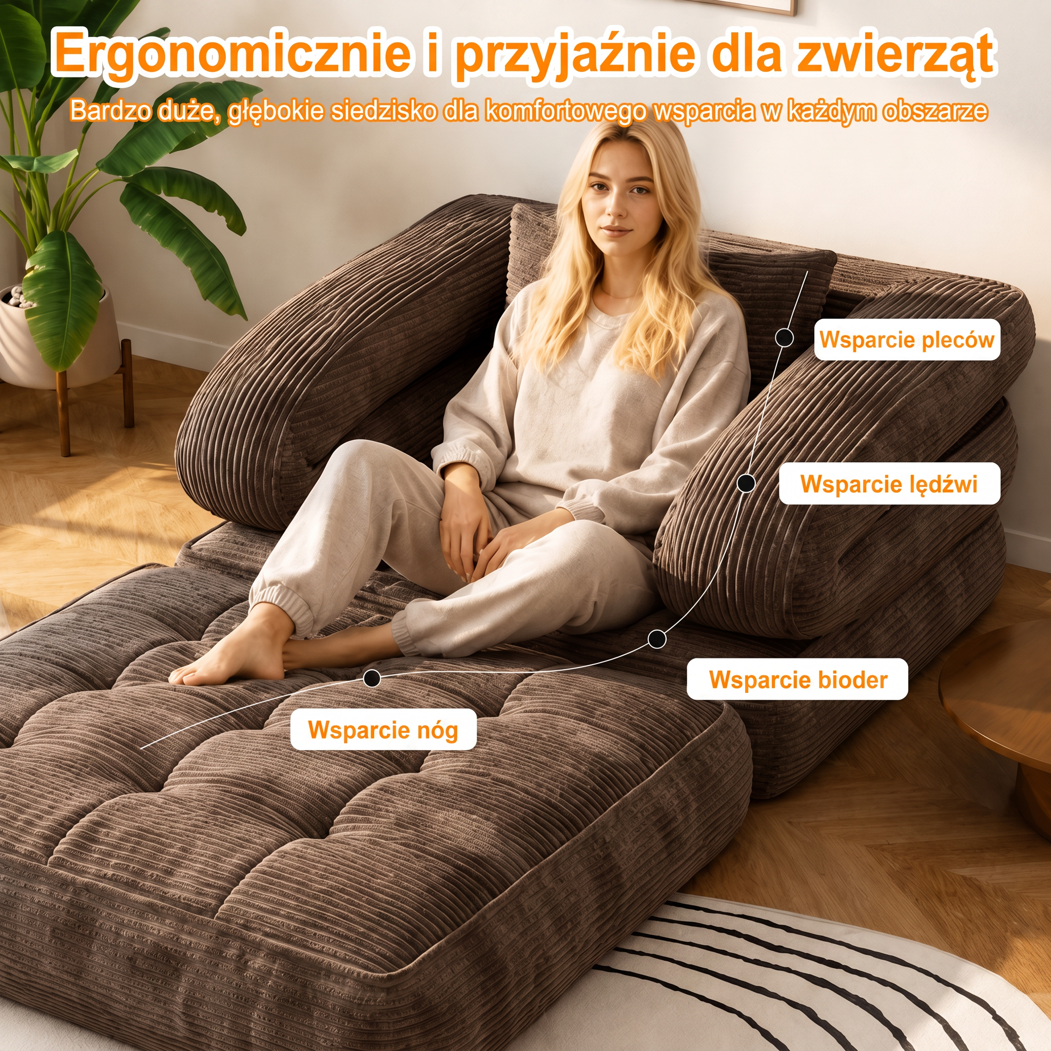 Mova — Bezramowy fotel modułowy 90 cm