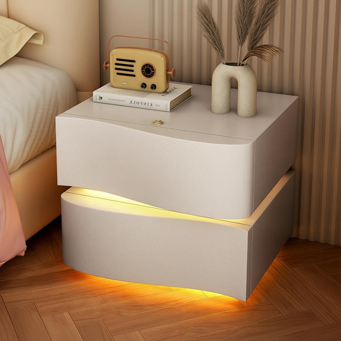 Szafka Nocna 2-Line Z Oświetleniem LED Biały / 40 cm