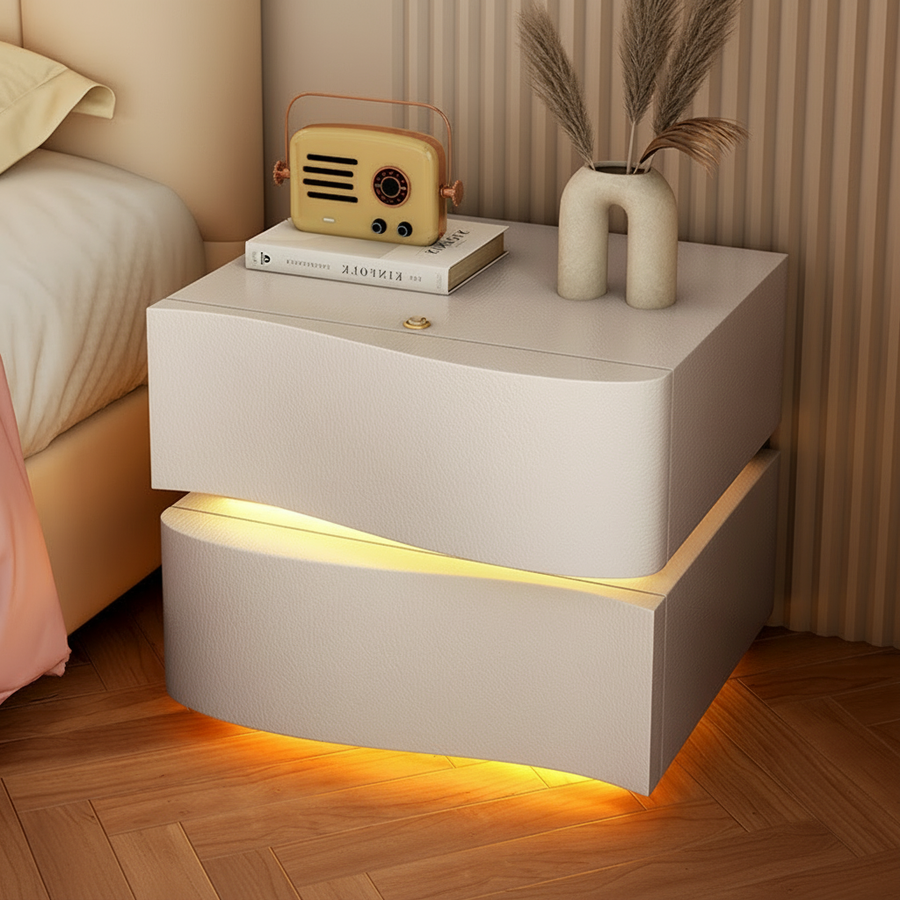 Szafka Nocna 2-Line Z Oświetleniem LED — Biały / 40 cm