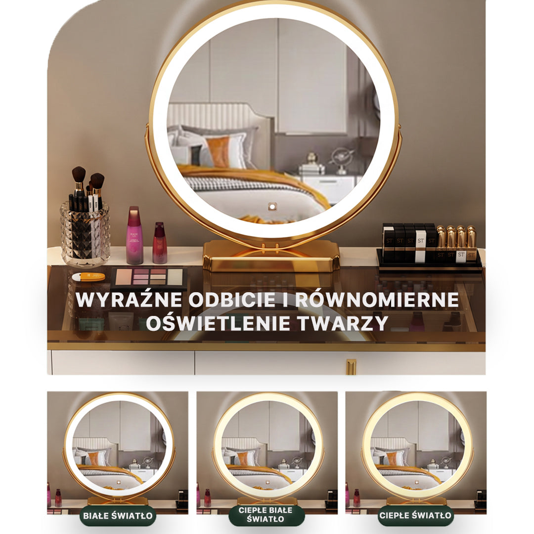 Lumira Glass - Toaletka LED Smart z ładowaniem Qi i Bluetooth