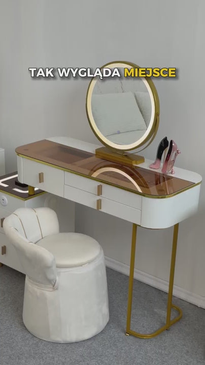 Lumira Glass - Toaletka LED Smart z ładowaniem Qi i Bluetooth